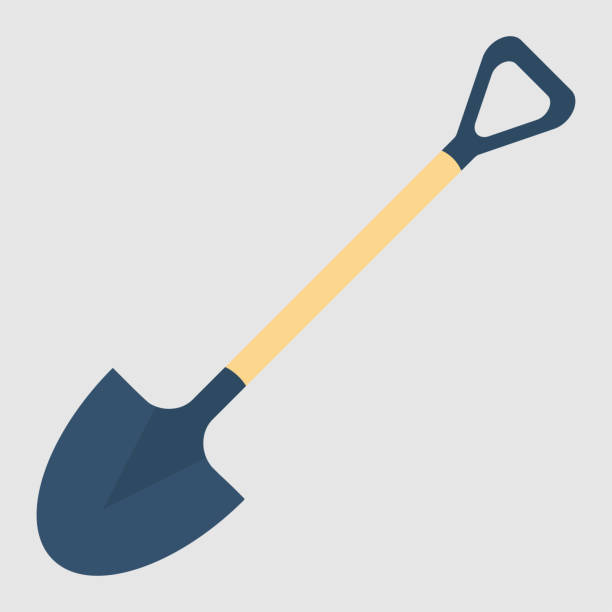 ilustrações, clipart, desenhos animados e ícones de ícone de pá - gardening shovel digging flower bed