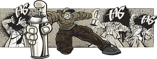 Vector illustration of Zombie Kid Playing Tag