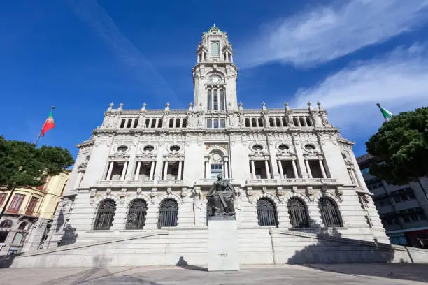 The City Hall of Porto located at the top of the Aliados Avenue