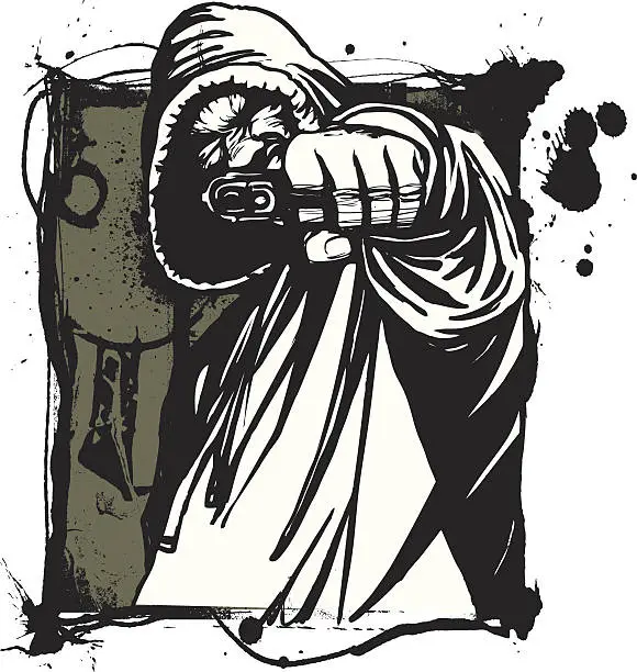 Vector illustration of Tough Guy with Pistols: Version V