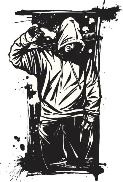 Vector illustration of Tough Guy with Shotgun: Version IV