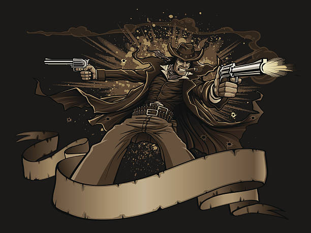 Old West Gunslinger vector art illustration