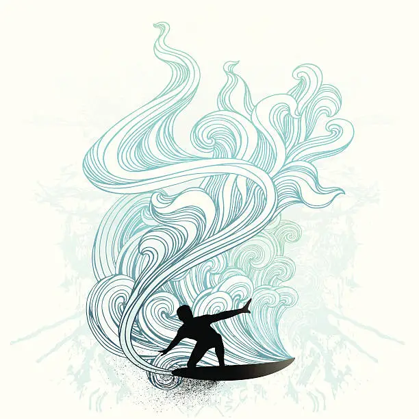 Vector illustration of Retro surf