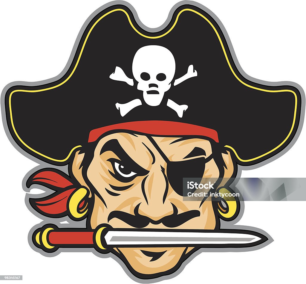 Pirate head cartoon with black hat Arrgg A pirate head me matey to replace them ol' looking logo's out there... arrgggg. Pirate - Criminal stock vector