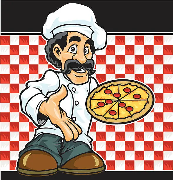 Vector illustration of Pizza Guy