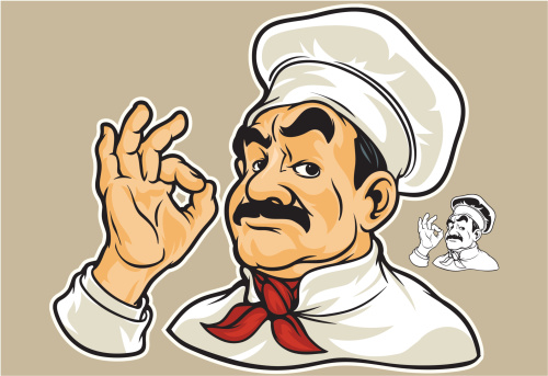Cartoon stereotypical chef making the OK symbol