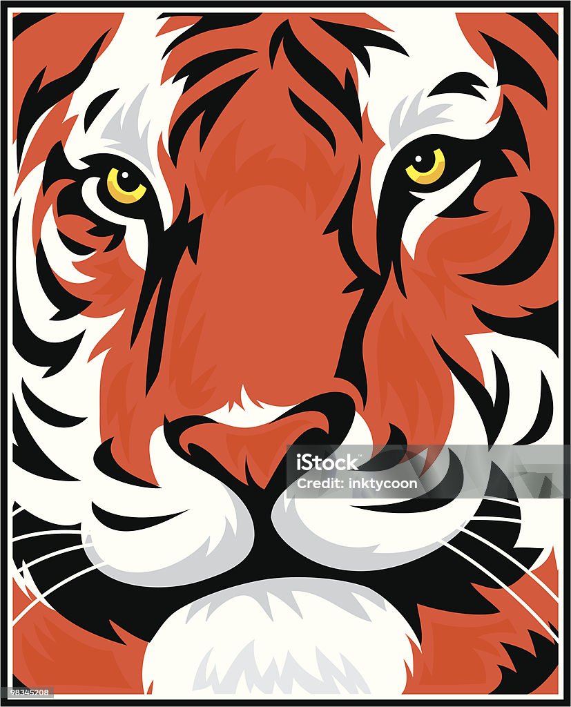 Tigre faccia - arte vettoriale royalty-free di Tigre