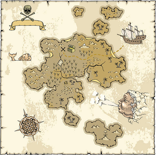 Treasure Map  treasure map texture stock illustrations