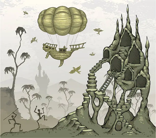 Vector illustration of Strange Whimisical Landscape