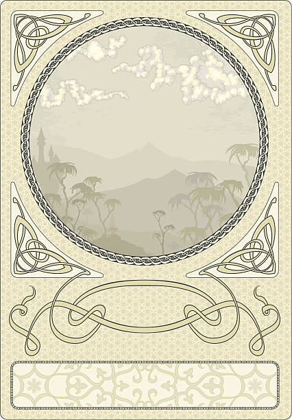 arty nouveau-frame - celtic pattern stock-grafiken, -clipart, -cartoons und -symbole