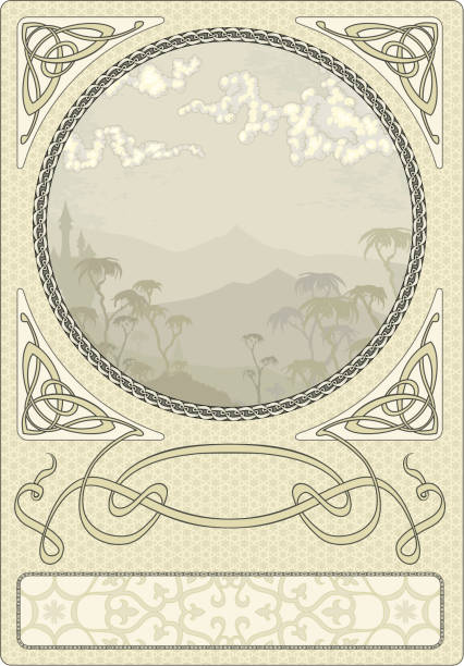 искусный nouveau кадр - picture frame frame wallpaper circle stock illustrations