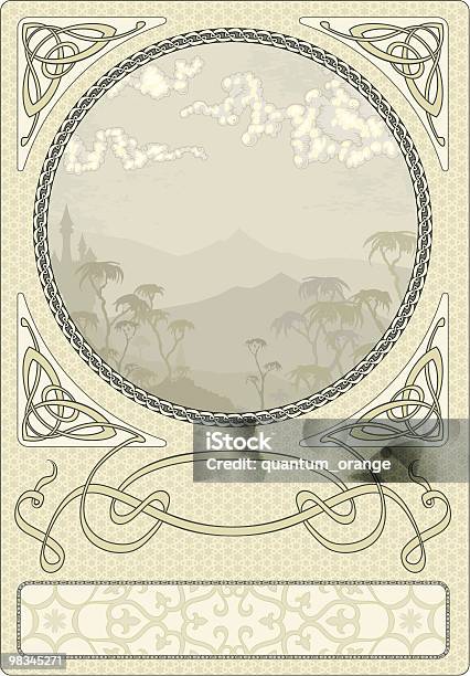 Arty Nouveau Frame Stock Illustration - Download Image Now - Art Nouveau, Celtic Style, Circle