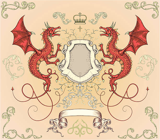 dragon シールド - banner ribbon scroll scroll shape点のイラスト素材／クリップアート素材／マンガ素材／アイコン素材