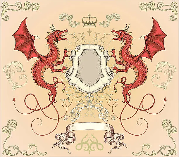 Vector illustration of Dragon Shield