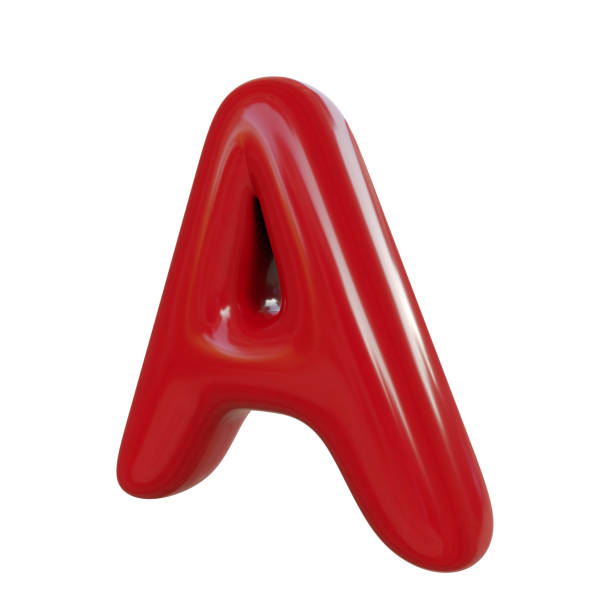 istock Glossy red letter A. 3D render of balloon font isolated on white background 983465488