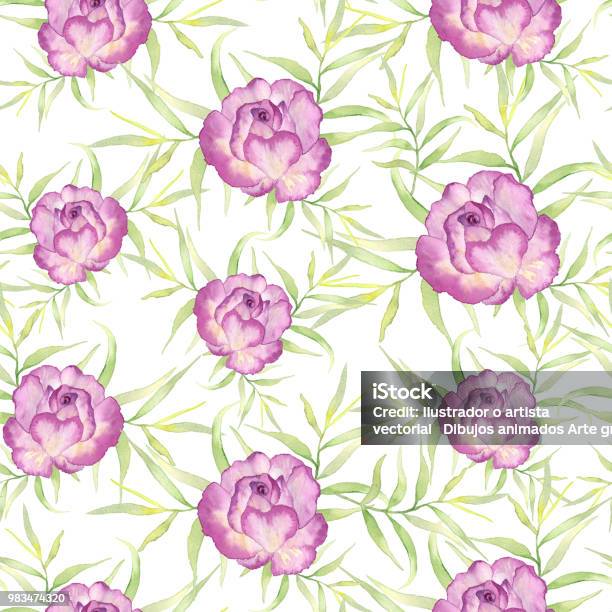Watercolour Floral Pattern Delicate Flowers Yellow Blue And Pink Flowers Greeting Card Template Stock Photo - Download Image Now