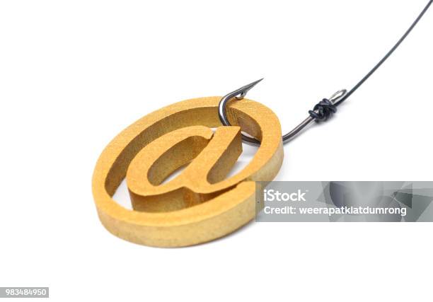 A Fish Hook With Email Sign Stock Photo - Download Image Now - Phishing, Violence, Internet