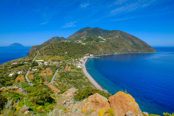 View from Capo Graziano in Filicudi, one of the islands of the Aeolian archipelago (Sicily, Italy) View from Capo Graziano in Filicudi, one of the islands of the Aeolian archipelago (Sicily, Italy) filicudi stock pictures, royalty-free photos & images