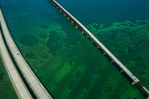 Aerial photo Overseas Highway seven 7 mile bridge Florida Keys