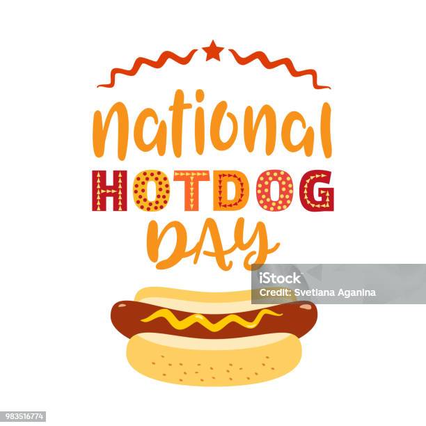 Hot Dog Concept Stock Illustration - Download Image Now - Hot Dog, Month, Bun - Bread