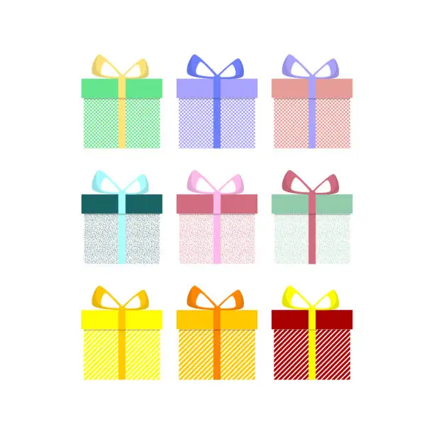 Vector illustration of Set of colorful gift boxes for different occasions on a white background