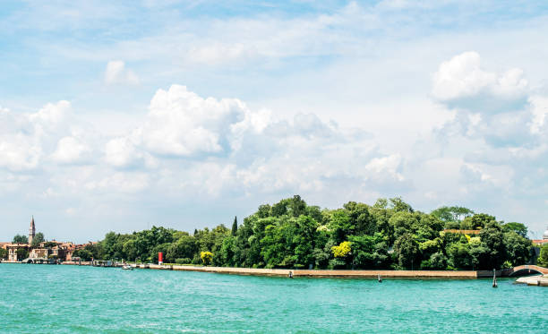 Italy,23 June 2018,cityscape of Venice city park of Giardini,the Napoleonic or Biennial gardens foundation 1807 by the decree of Napoleon the Banopart