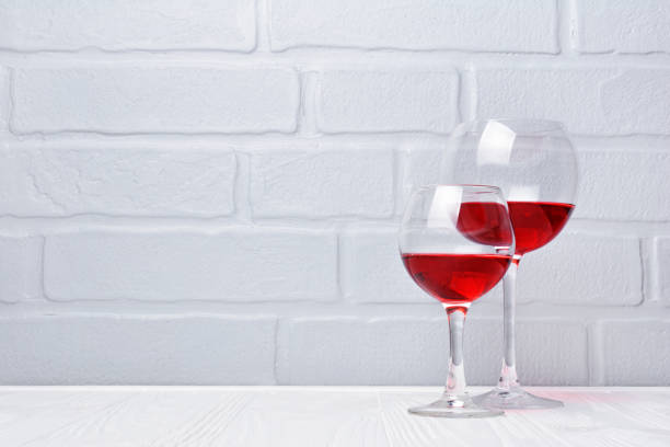 Couple glasses with red wine for tasting
