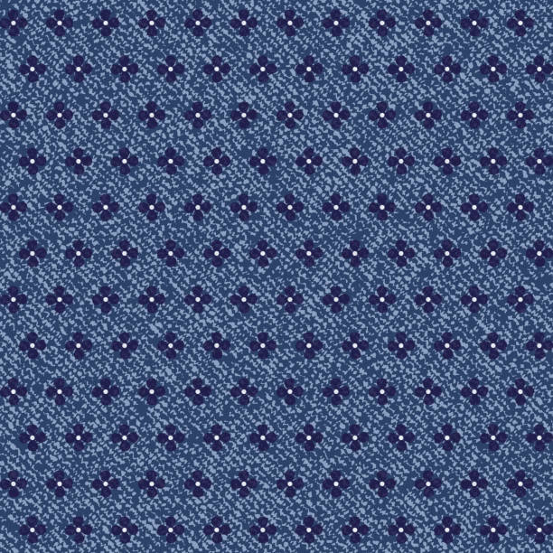 istock Vector Daisies seamless pattern. Denim floral wallpaper. Blue Jeans background with flowers. 983590294