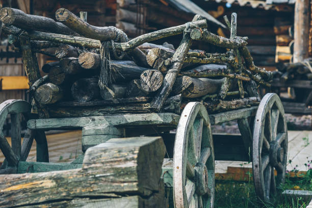 istock old wooden cart with firewood 983593440