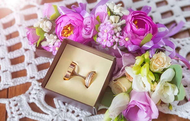 istock Wedding rings. Wedding symbols, attributes. Holiday, celebration. 983612796
