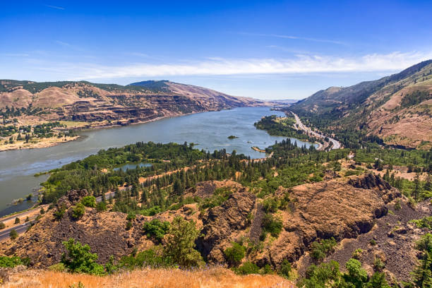 Scenic view on Columbia river gorge from Rowena Crest