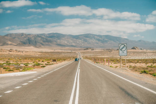Highway (Route 5 north) that divides the Llanos de Challe National Park, Huasco, Chile.