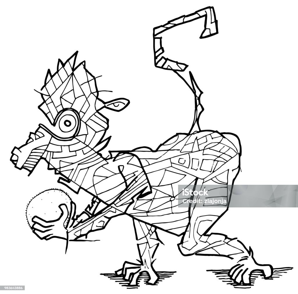 Funny monkey Funny monkey illustration for coloring activities Animal stock vector