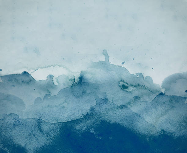 istock Dark Blue watercolor background with splashes 983647368