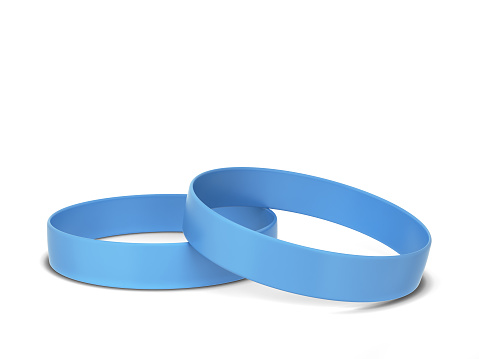 Two rubber bracelets. 3d illustration isolated on white background