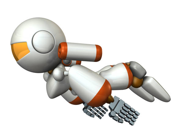 istock Cool robot flying in the sky. It is strongly brave. 983658804
