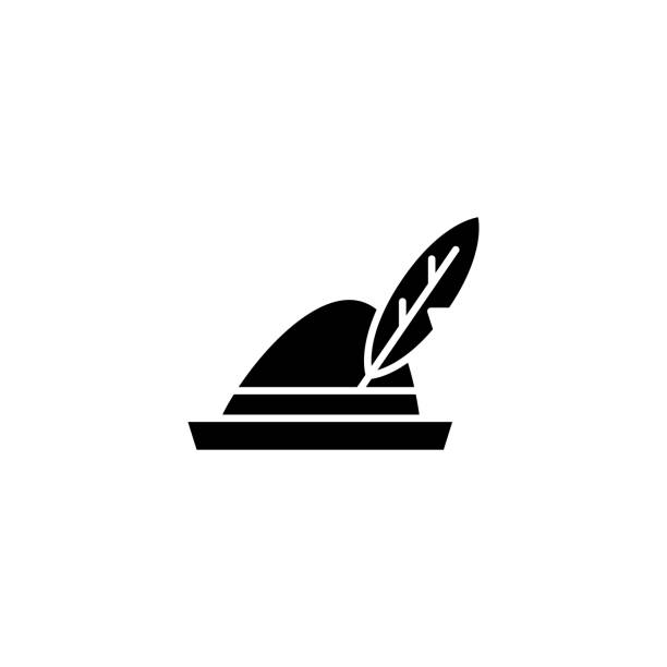 German hat black icon concept. German hat flat vector symbol, sign, illustration. German hat black icon concept. German hat flat vector website sign, symbol, illustration. bavarian dress stock illustrations