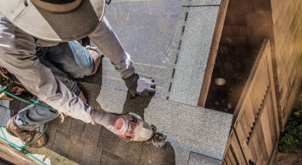istock Installing new roof with nail gun 983659496