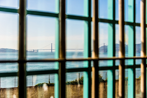 View of Golden Gate Bridge from an old building