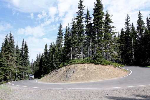 A mountain hairpin turn inside Olympic National Park