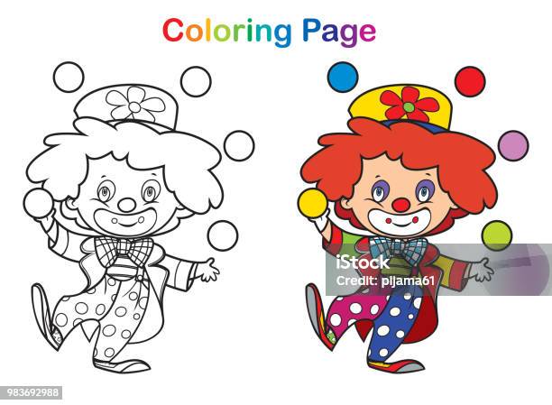 Coloring Book Cute Clown Stock Illustration - Download Image Now - Coloring Book Page - Illlustration Technique, Child, Coloring
