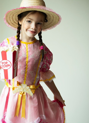 Brazilian child wearing traditional costume for June party - Caipira style