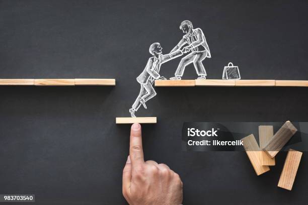 Career Planning And Business Challenge Concept With Hand Drawn Chalk Illustrations On Blackboard Stock Photo - Download Image Now