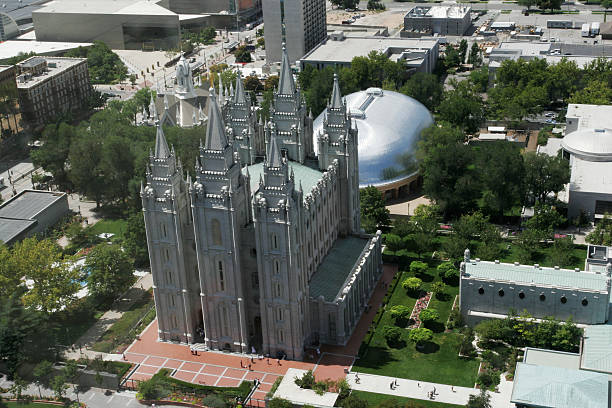 istock Aerial view of temple square, SLC 98374775
