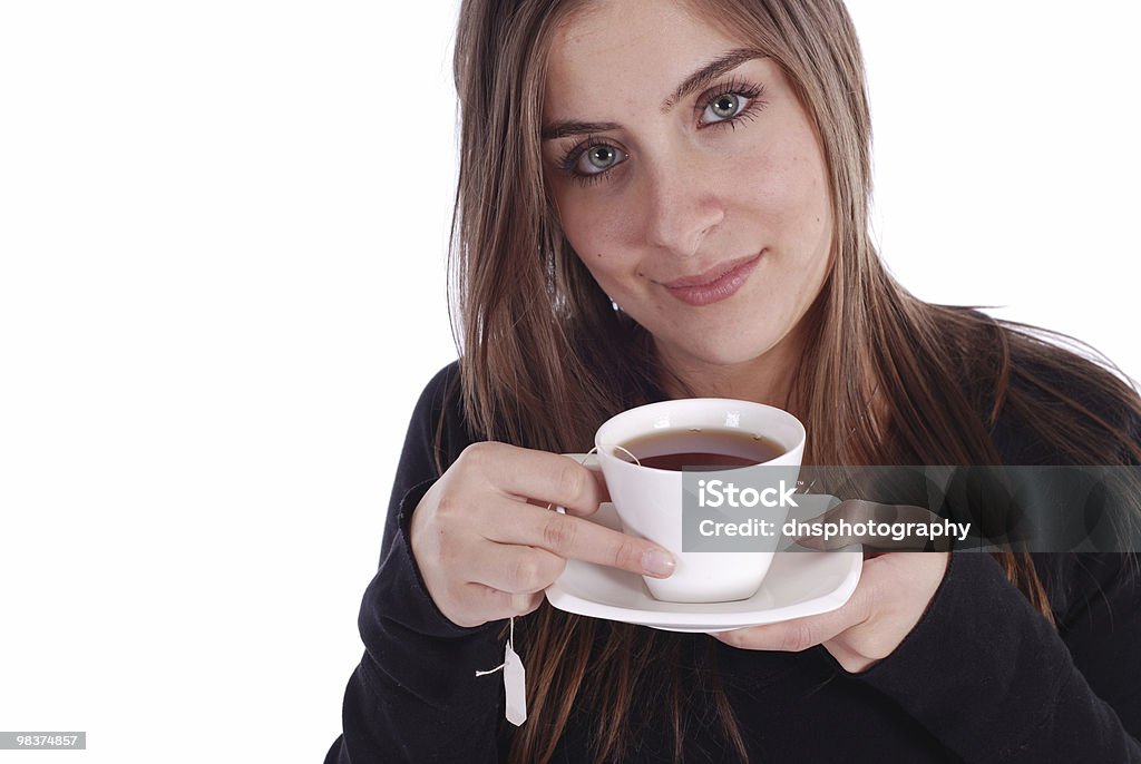 Dziewczyna z herbaty - Zbiór zdjęć royalty-free (Brązowe włosy)