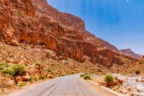 istock Desert canyon road in Morocco 983749856