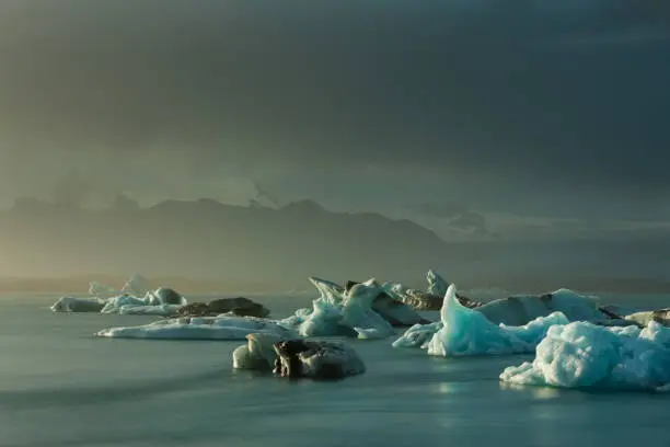Glaciers floating in Iceland's Glacier lagoon
