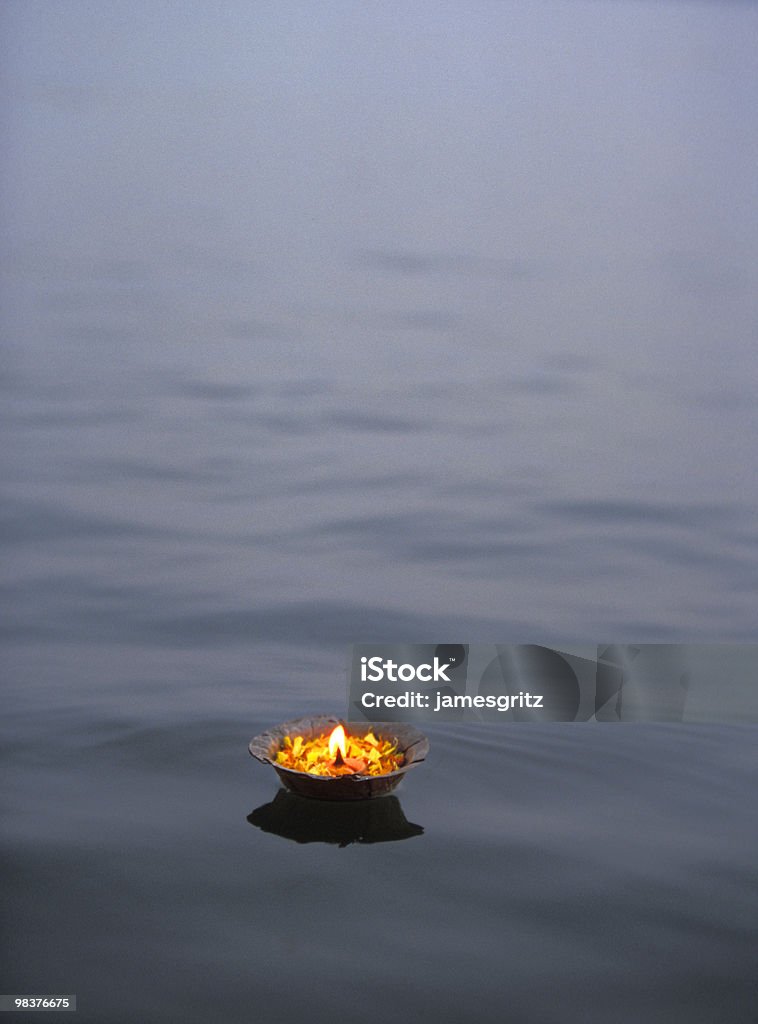 Butterlamp on Ganges  Ganges River Stock Photo