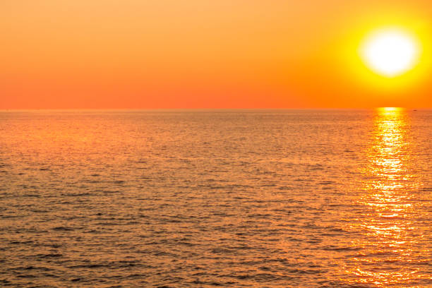 Sunset over Lake Erie, from Cleveland Ohio, red sunset