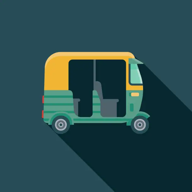 Vector illustration of Tuktuk Flat Design Transportation Icon